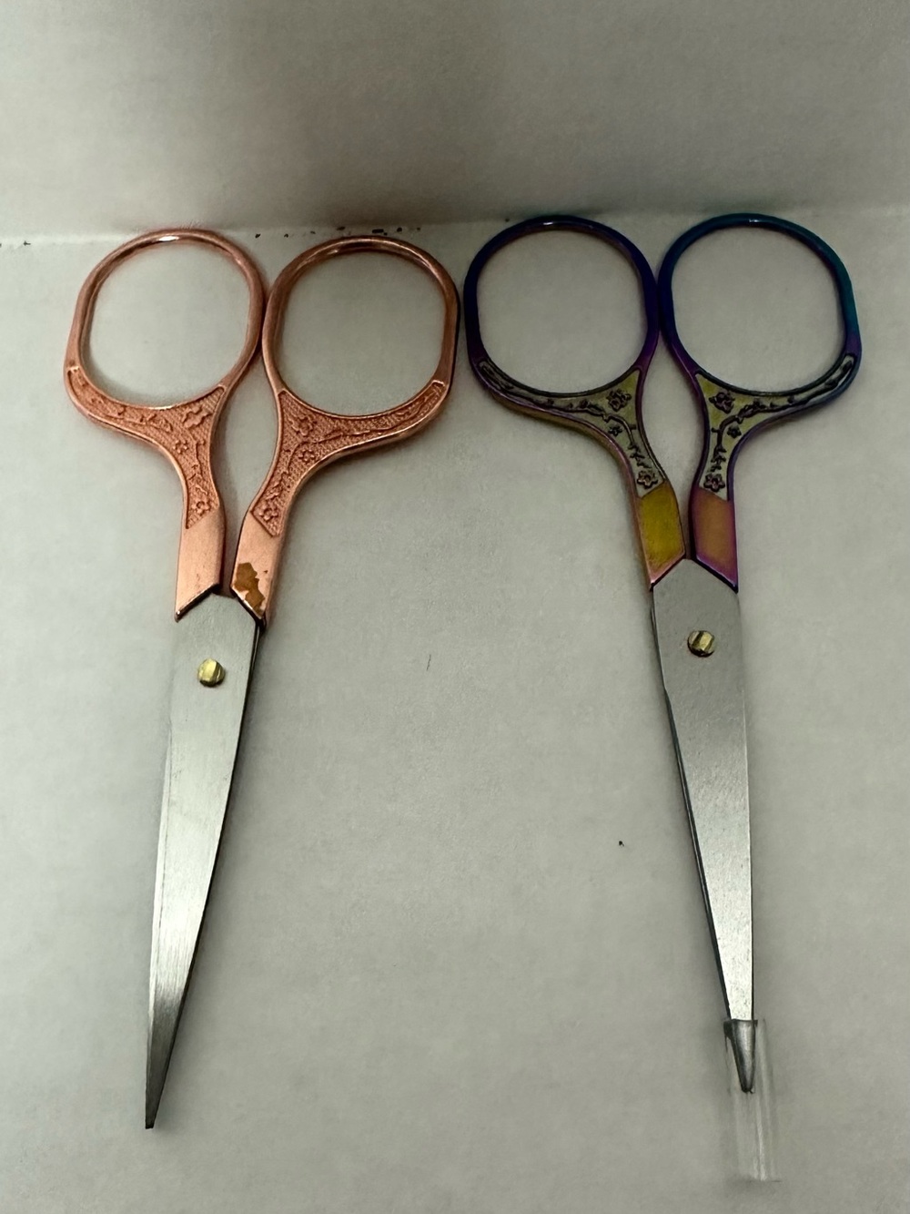 Decorative Embroidery Scissors - Rose Gold Rainbow & Silver